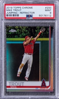 2019 Topps Chrome #200 Mike Trout Jumping-Refractor - PSA MINT 9